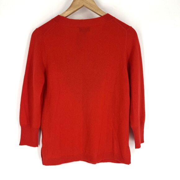 J Crew Sweater Size Small Womens Red Everyday Cashmere Crew Neck Leopard Heart - Picture 6 of 9